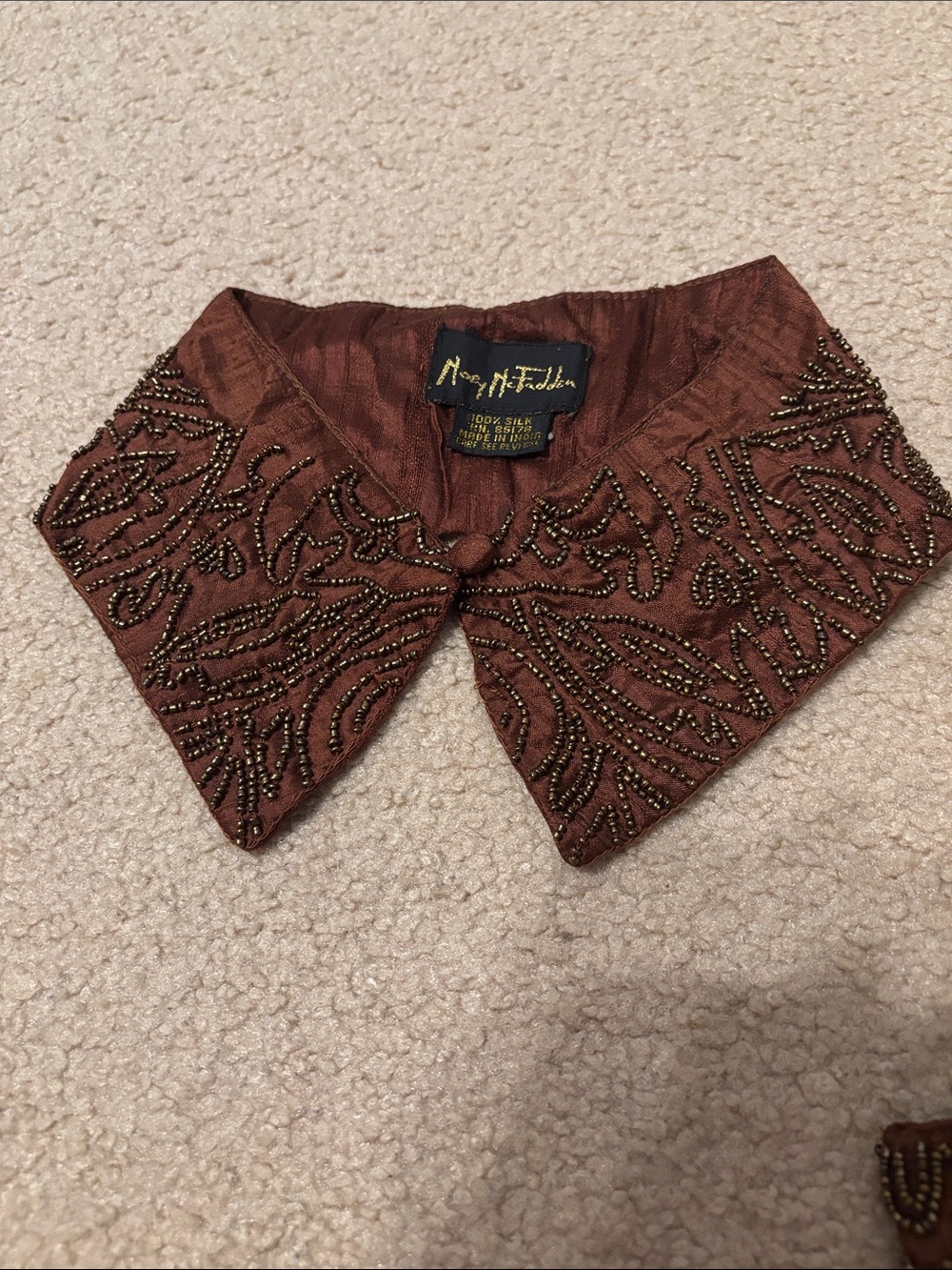 Mary Fadden Embellished Detachable Collar in Rust Brown